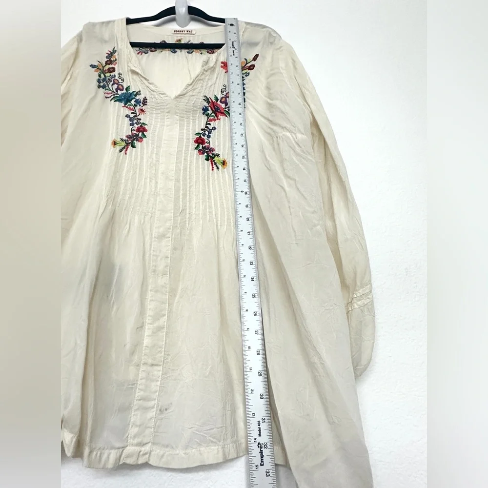 Johnny Was Ivory Floral Embroidered Tunic Top Womens  Cupra Sheer 2X - Picture 13 of 14